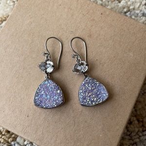 Silver Earrings with Purple Druzy
